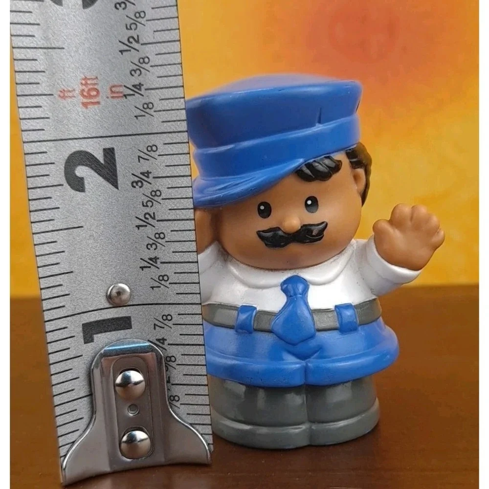 Fisher Price Little People Bus Driver 1997 Man Mustache Blue White Outfit